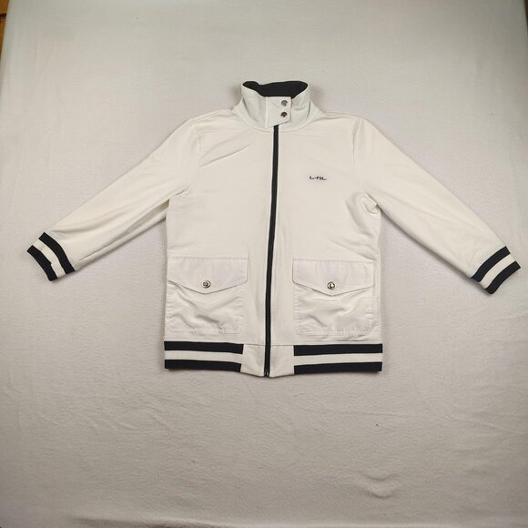 Lauren Ralph Lauren Jackets & Blazers - Lauren Ralph Lauren Sporty Bomber Jacket Womens sz M White Zip Preppy